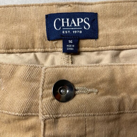 Vintage Y2K Chaps Est 1978 Womens Khaki Straight Leg Corduroy Dress Pants Sz 16 - Picture 3 of 9